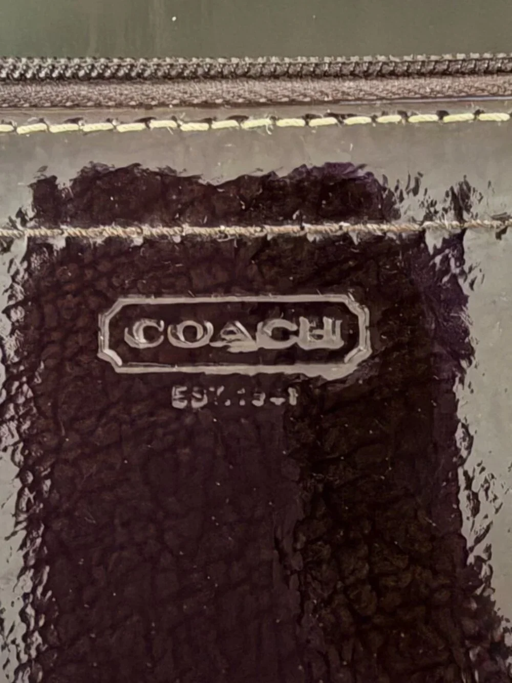 Coach Patent Leather Wristlet – Dark Brown/Burgundy